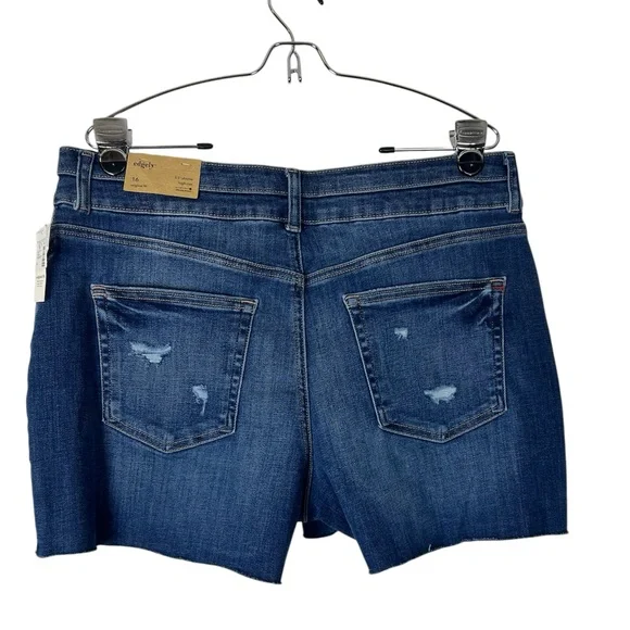 NWT Edgely denim shorts distressed size 16 high rise original fit stretch - Picture 2 of 8